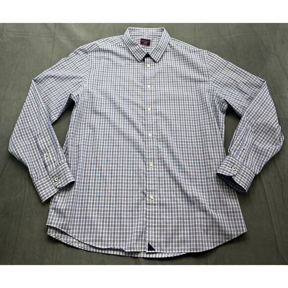 UNTUCKit Durif Wrinkle Free Shirt Men's XXL Blue Check Button Up Long Sleeve - Picture 1 of 8